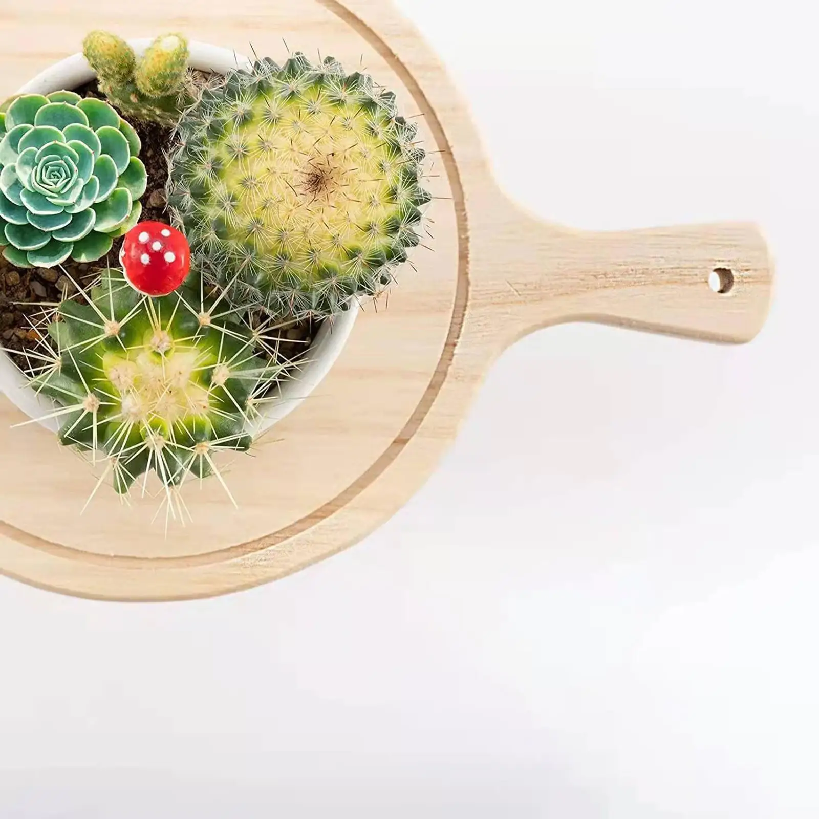 Mini Round Wooden Stool, Wooden Plant Stand Mid Century Pot Holder for