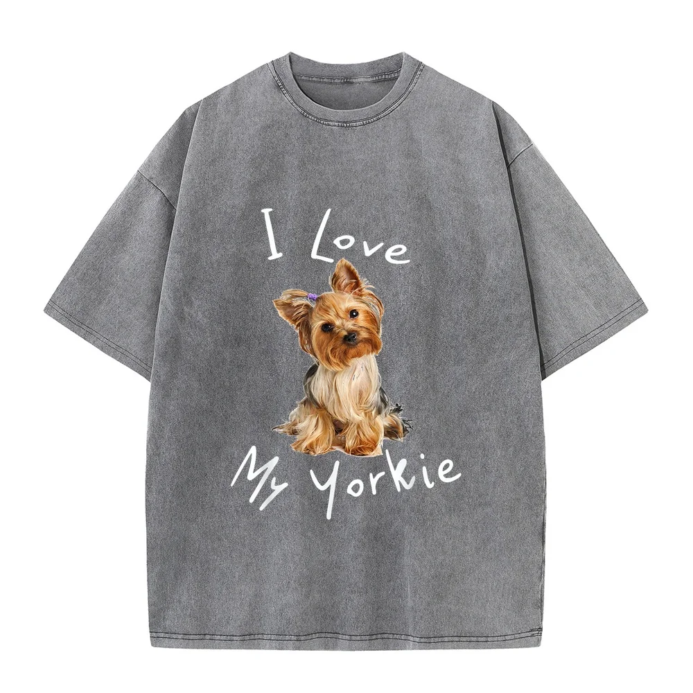 I Love My Yorkie T-Shirt Men Man's Kids Men's Clothing Deals Kitty Everyday Printed T Shirt Summer Top Cotton Humor Short