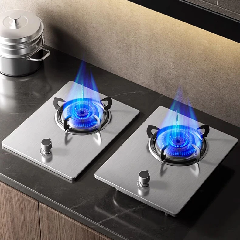 طباخ غاز من الفولاذ المقاوم للصدأ، غاز البترول المسال، مواقد غاز محمولة ذكية، بطارية علوية، موقد غاز بشعلة واحدة للمطبخ