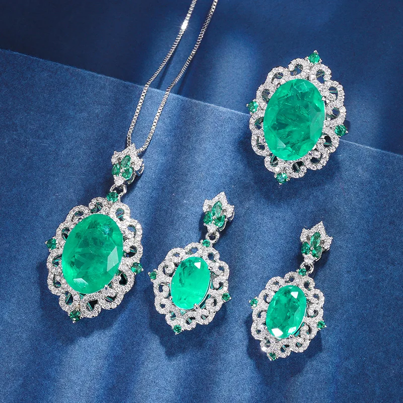 

Pearl Copper Sole Plated Real Emerald Female Suit Creative Style Full Luxury Inlaid13*18-8*12