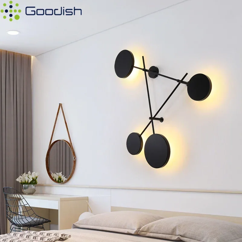 الحديثة الأنيقة بارد دافئ متوهجة في الظلام تصميم جولة وحدة إضاءة LED جداريّة ضوء الفن الإبداعية مصباح داخلي للثريا الديكور المنزل