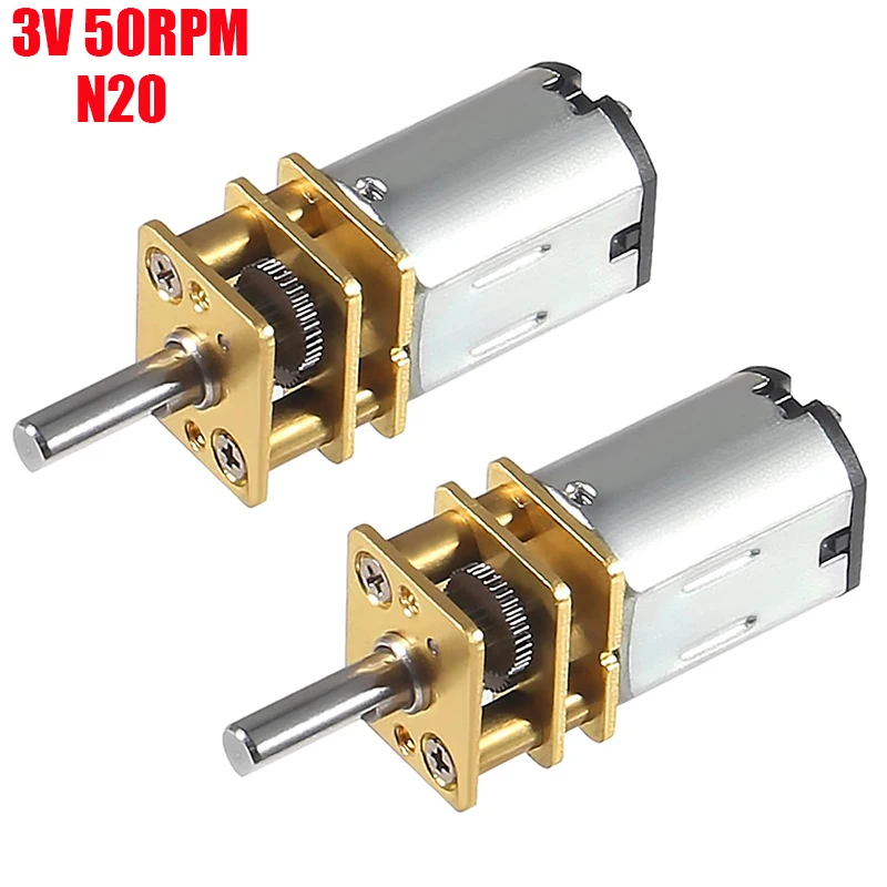 

2pcs 3V 50RPM N20 High Torque Speed Reduction Geared Motor with Metal Gearbox Motor for Smart Car DIY RC Toys