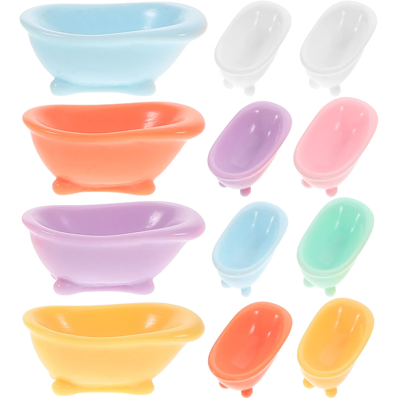 12 Pcs Small Bathtub Toy Dollhouse Plastic Resin Kitchen Cabinets Bedroom Furniture