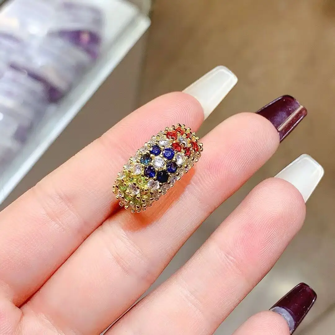 KJJEAXCMY high-end women's Ring Natural Sapphire bright and dazzling with S925 silver electroplating process clear and bright
