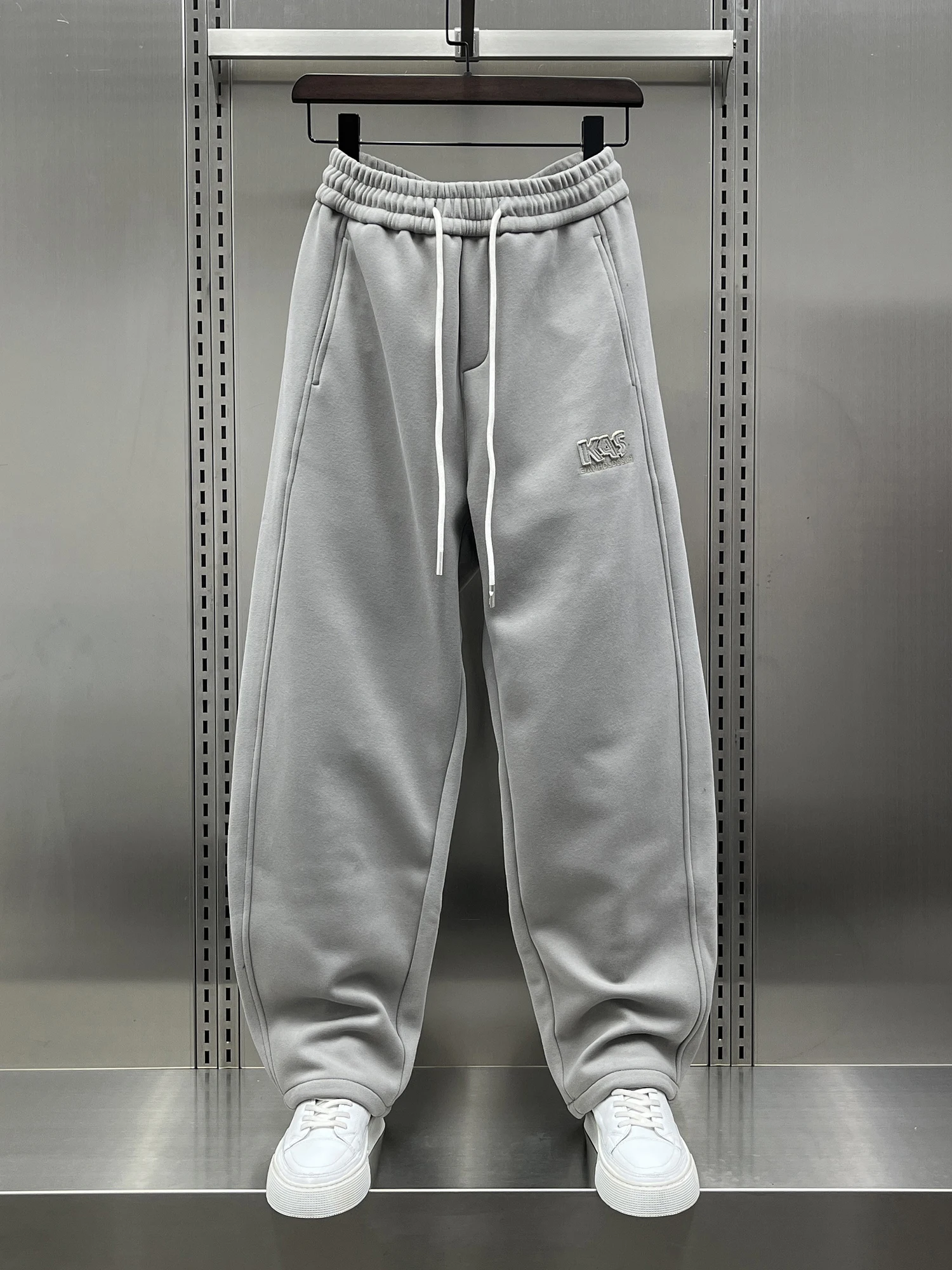 

Men's Fce Lined Thi Straight Leg Casual Pants Loose Fit American Sle Spor Pure Color Trendy Sweatpants