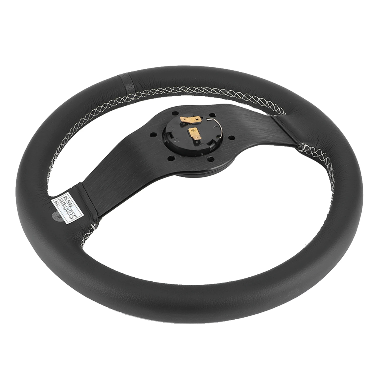 320mm/13in Universal Half Dish Steering Wheel With Horn Replacement for Sparco Style Black Leather 6-Bolt Racing Steering Wheel