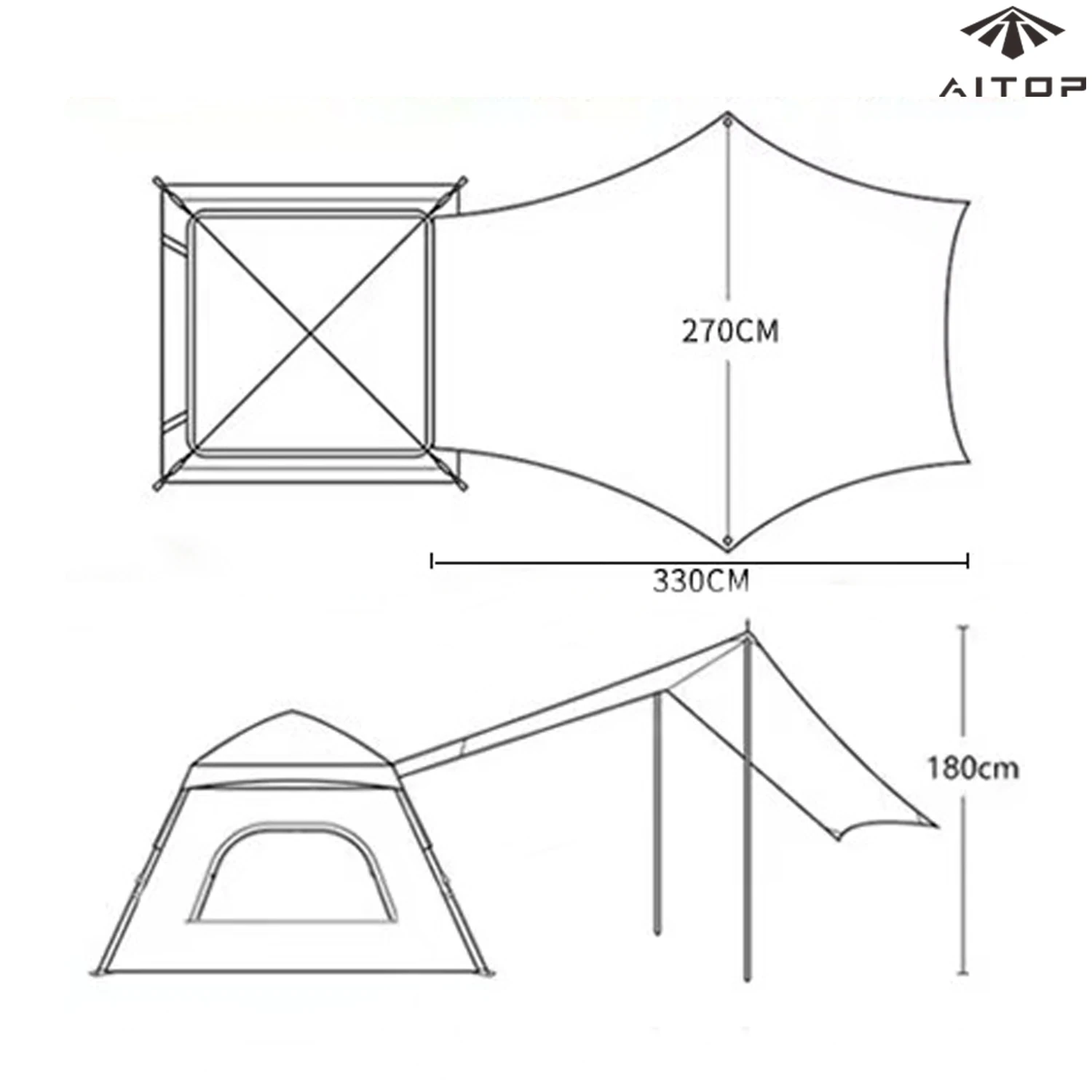 Aitop Automatic Camping Tent Outdoor Windproof Travel Family Pop-up Tent with Rain Fly