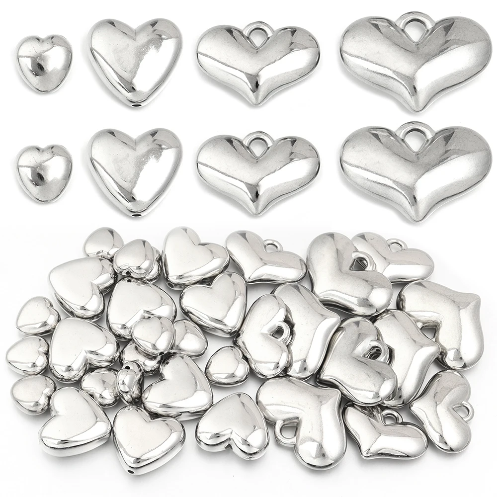 20pcs/lot CCB Heart Pendant Plastic Love Heart Beads Loose Spacer Beads For DIY Jewelry Making Bracelets Necklace Earrings