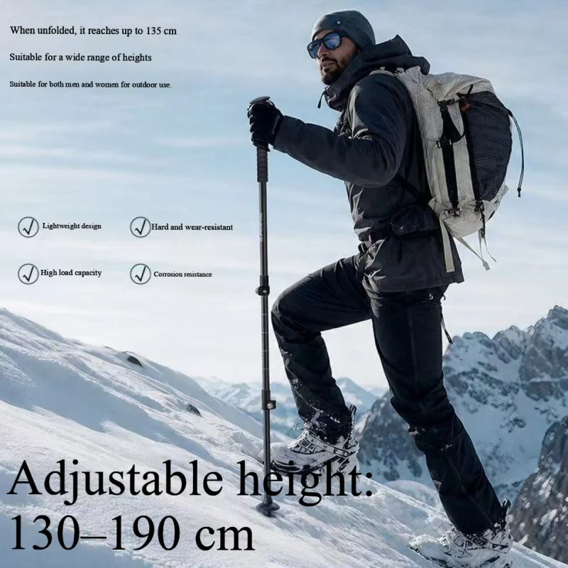 Adjustable Trekking Pole Lightweight Aviation Aluminum Walking Stick Anti-slip for Mountain Hiking Camping