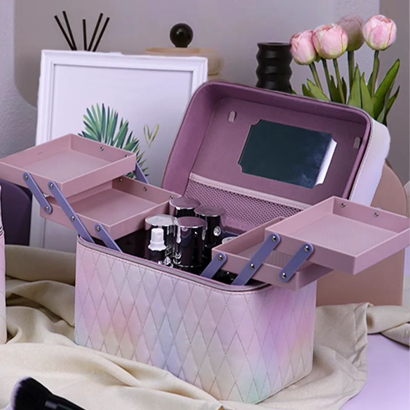 1pc cosmetic bag large capacity suitcase high-end desktop storage multifunctional cosmetic case