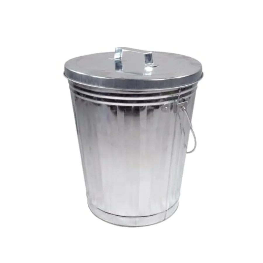 

Galvanized Trash Can w/Lid Ideal for Trailers - Steel Mounted Small Outdoor Garbage Can for Home Office Bathroom Kitchen - Fire