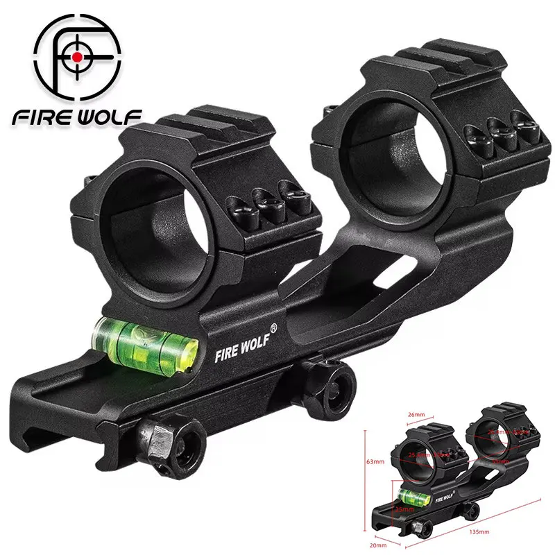 

FIRE WOLF Montura para Mira Telescópica de 30/25.4mm con Nivel de Burbuja Integrado, Soporte de Anillo Doble de Una Pieza para R