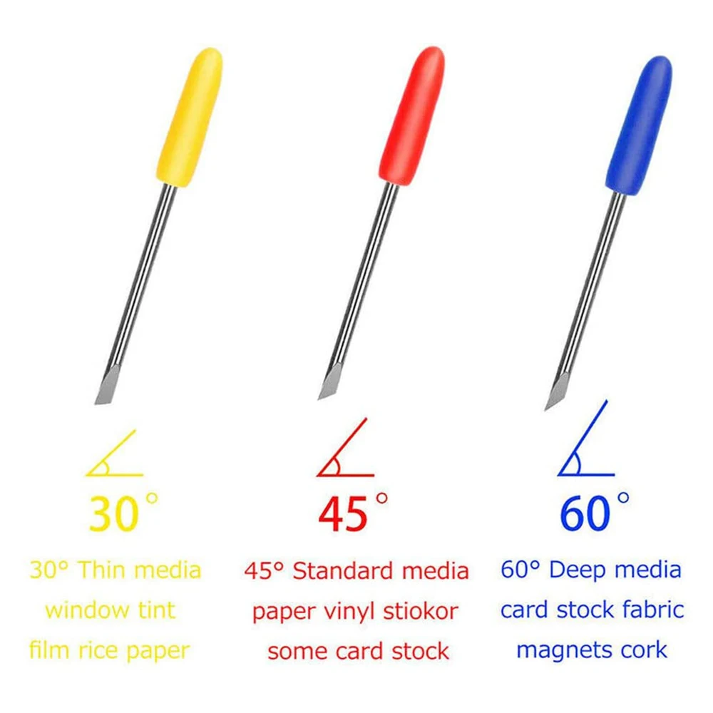 30 Pcs 30/45/60 Degree Blade Vinyl Cutter Plotter Cutting Blades for CB09 CB09U Graphtec with Blade Holder