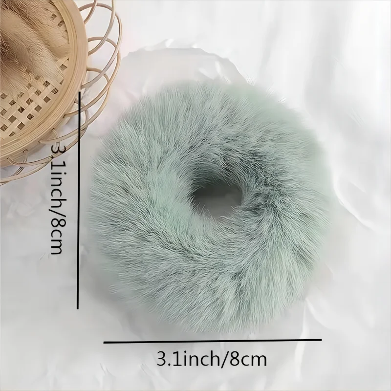 10pcs Colorful Simple Plush Imitation Mink Hair Ring CuteRope Accessories Random Color