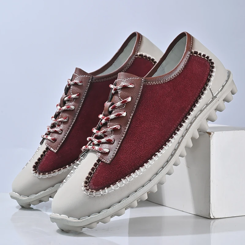 Classic Spring Autumn Men New Casual Shoes Splicing Breathable Lightweight Comfortable Anti Slip Retro Fashion Single Shoes