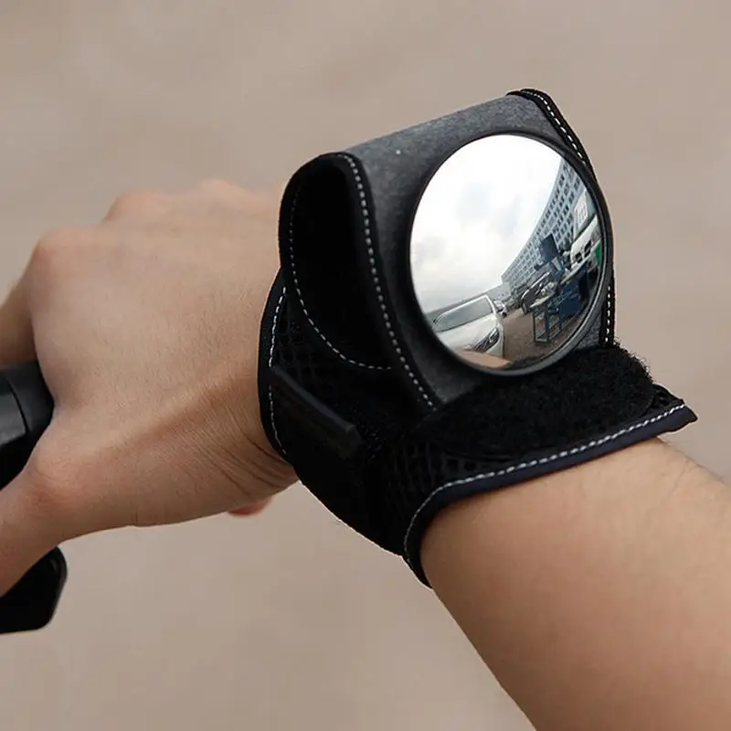 Wrist Band Rear View Glass Biker Wristband Convex Glass 360 Adjustable Rear View Wrist Guard For Cyclists Road Cycling