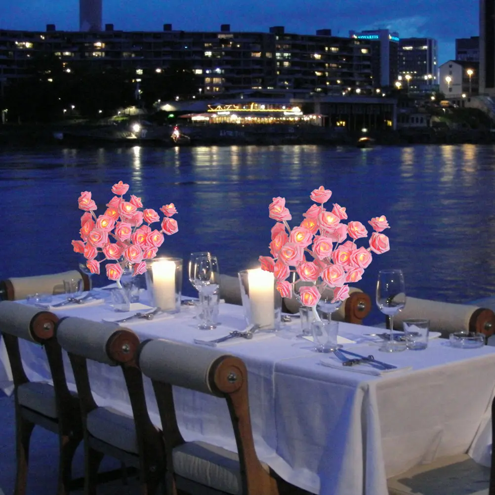 

3D-светильник «Розовое дерево» с розовыми цветами и белым стволом, светодиодный ночник, романтическая настольная лампа для спальни, гостиной, декора, свадьбы, Дня святого Валентина