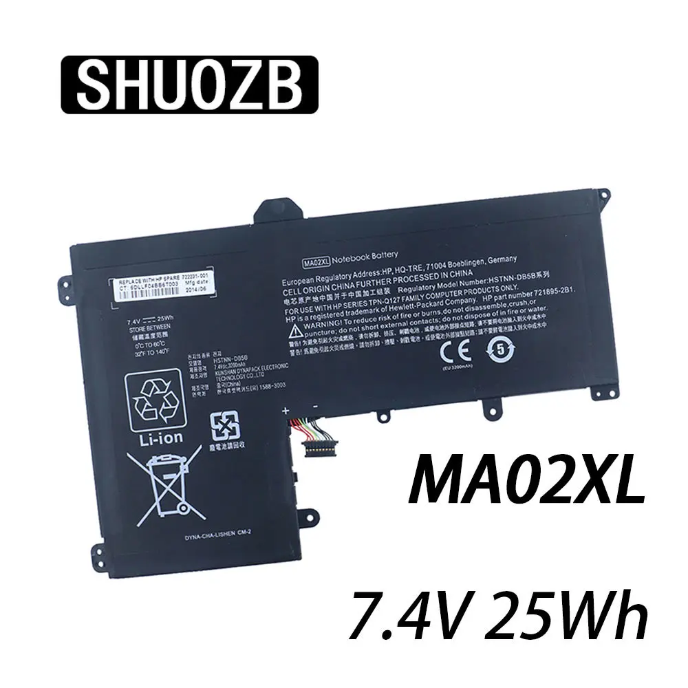 

Аккумулятор для ноутбука SHUOZB MA02XL для HP SlateBook 101 дюйма X2 TPN-Q127 HSTNN-IB5B HSTNN-DB5B HSTNN-LB5B 722231-001 721895-221 7,4 V 25WH