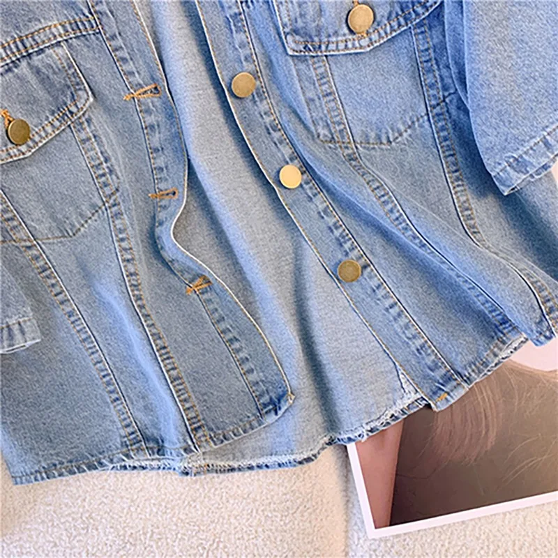 Summer Thin and Stylish Niche Retro Loose and Versatile Short Jacket Short Sleeved Shirt Denim Jacket Women Outerwear Top