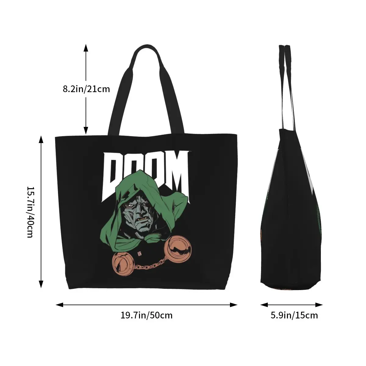 American Rapper MF Doom Mad Villain Music Artist Shopping Tote Bag Canvas Shoulder Bags Shopper Grocery Handbag for Women