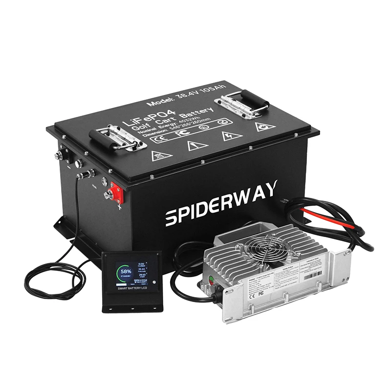 36V 105Ah golfkar LiFePO4 lithiumbatterij met oplader 200A BMS 7,68kW 6000+ diepe cycli voor Club Car EZGO Yamaha golfkar