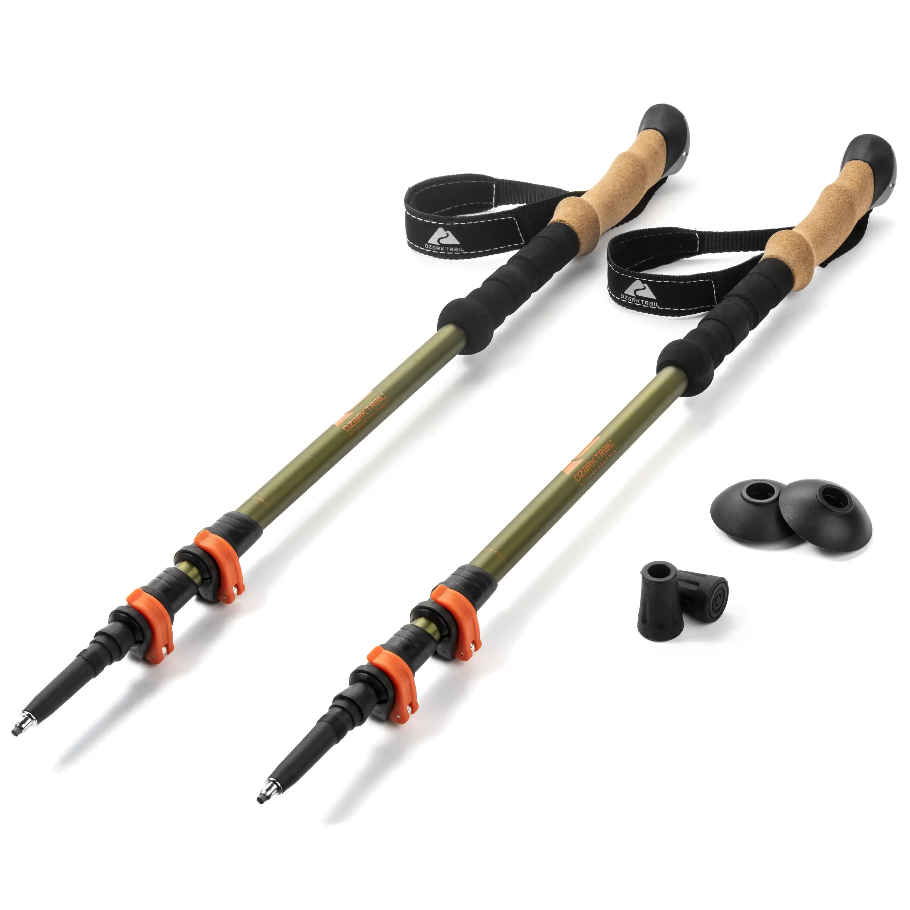 

Ozark Trail Brand Aluminum Adjustable Quick Lock Trekking Poles with Cork Grip and EVA Down grip, 2 Hiking Poles