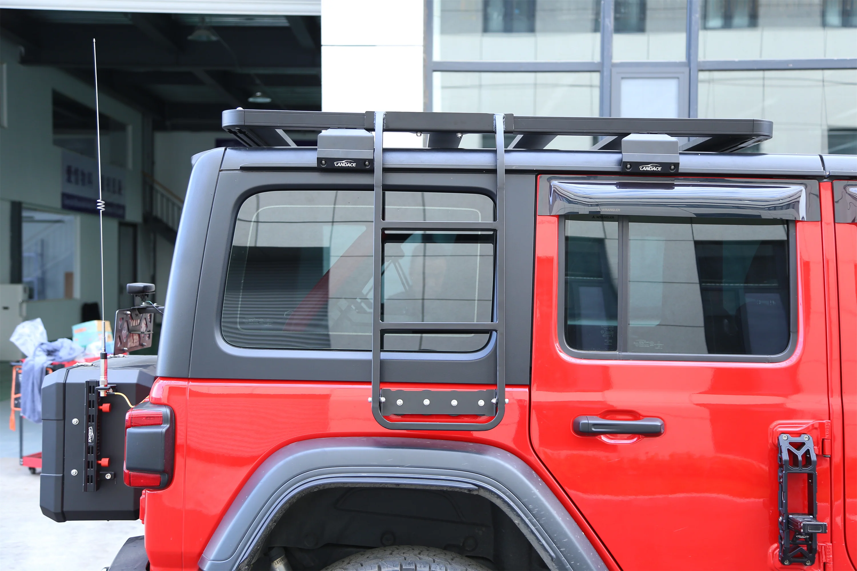 Factory Direct Custom Black Powder Coating side access ladder rack Roof Rack Platform with   For Jeep Wrangler JL