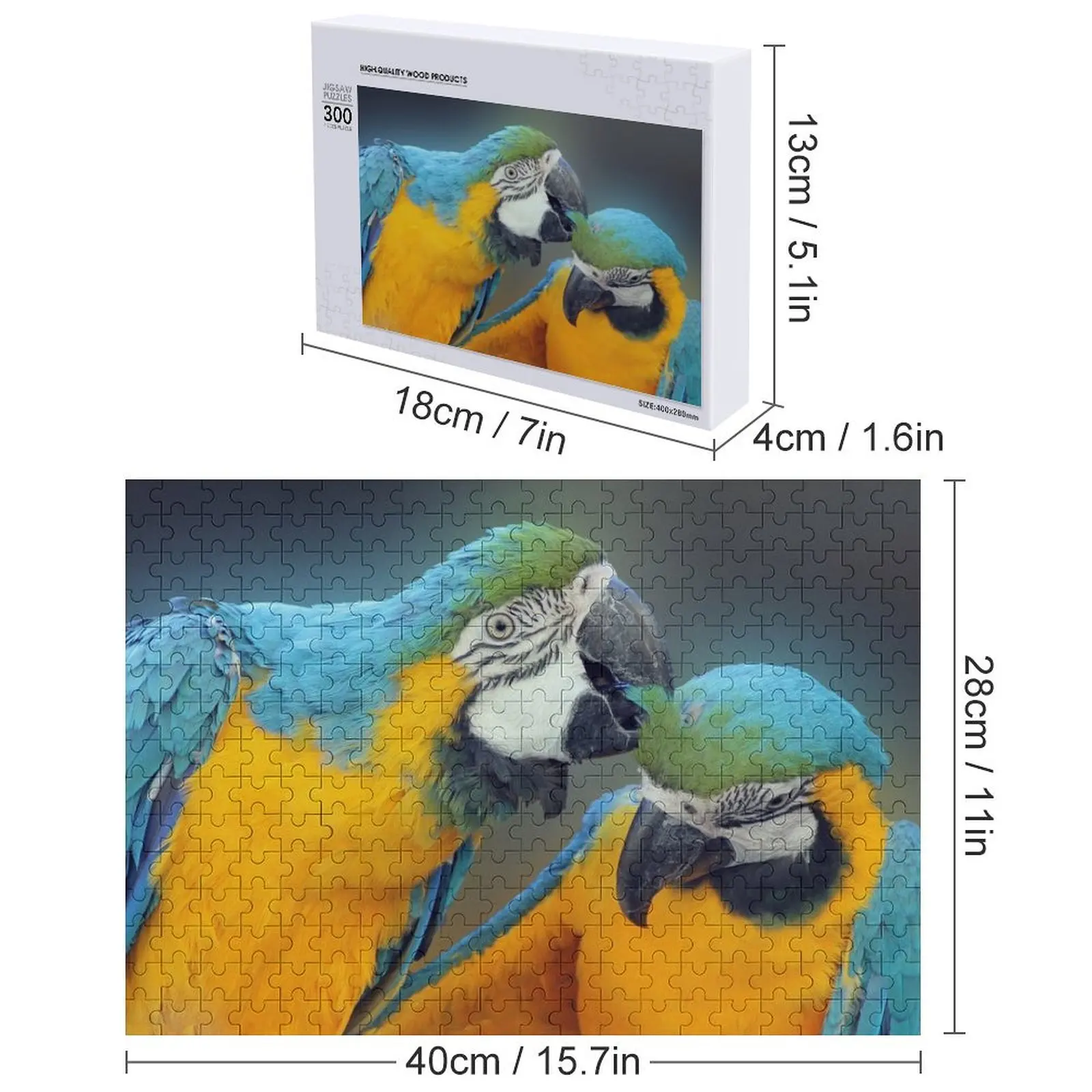 Love Forever - Um par de macaws Quebra-cabeça Diorama Acessórios Quebra-cabeça de presente personalizável