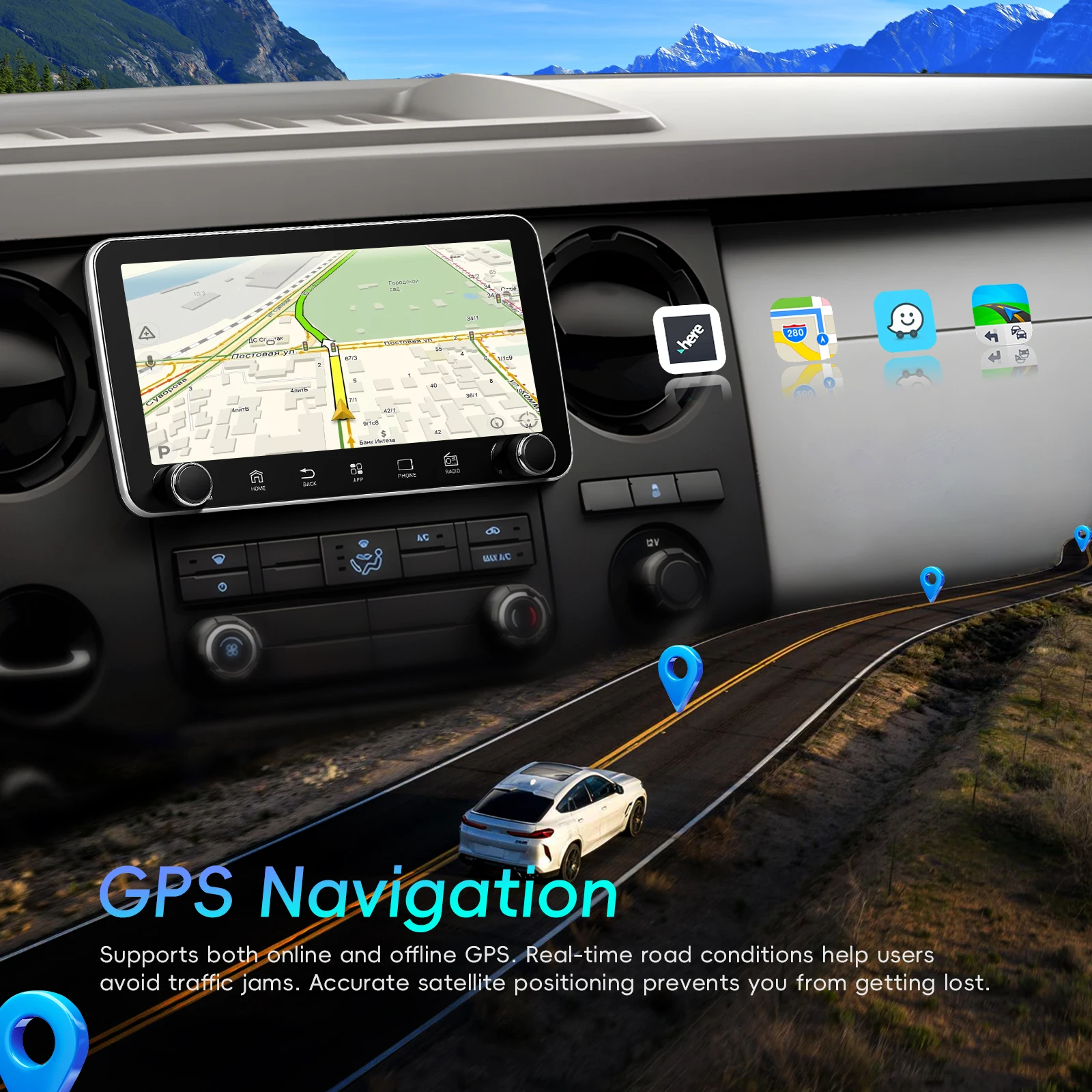 هيكيتي "Android 1 Din Carplay Android Auto Car Stereo Radio 360 °   شاشة دوارة GPS Bluetooth WIFI GPS FM مرآة الارتباط