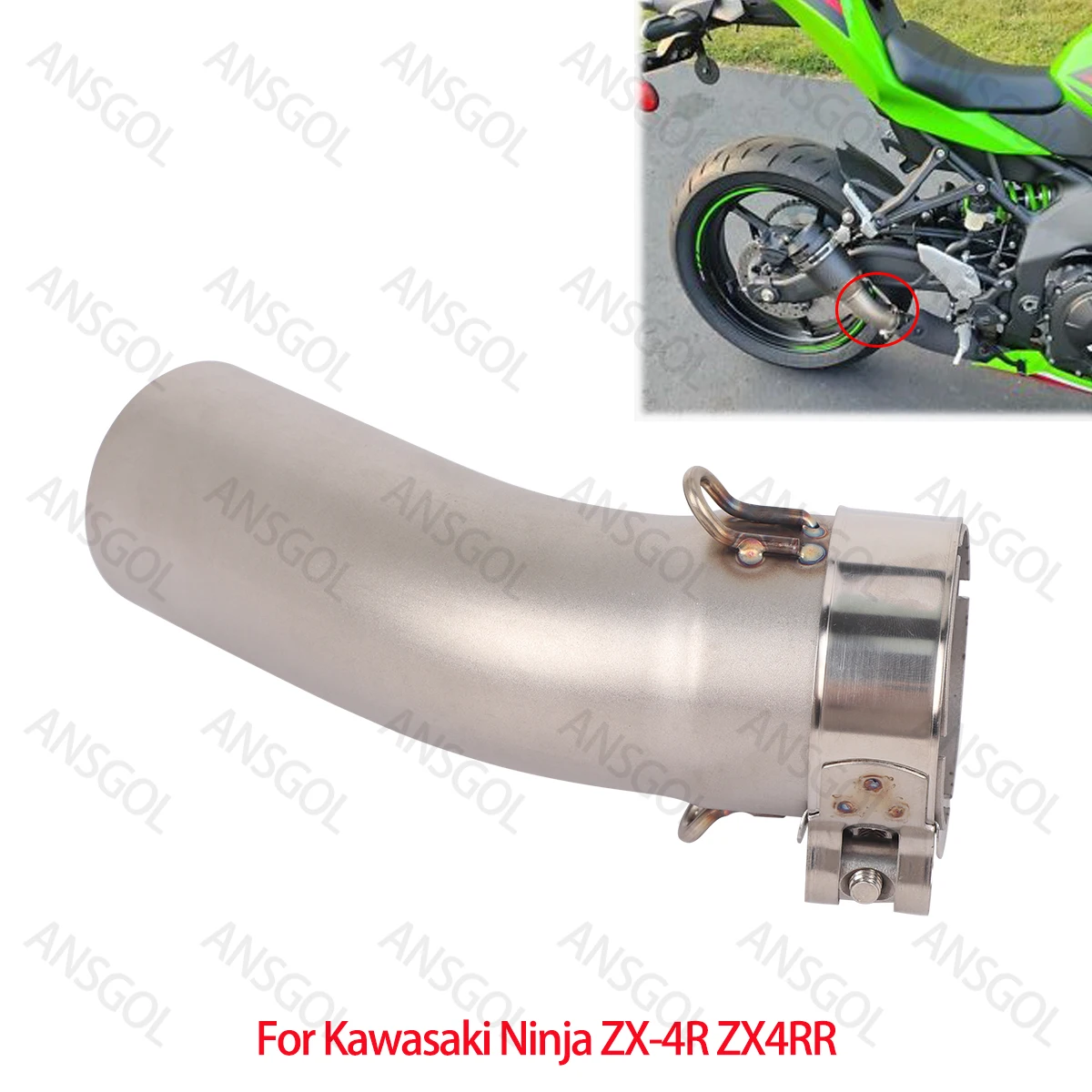 

Exhaust Link Pipe For Kawasaki Ninja ZX-4R ZX4RR 2023 2024 2025 Muffler Escape Moto 51mm Middle Link Connect Pipe