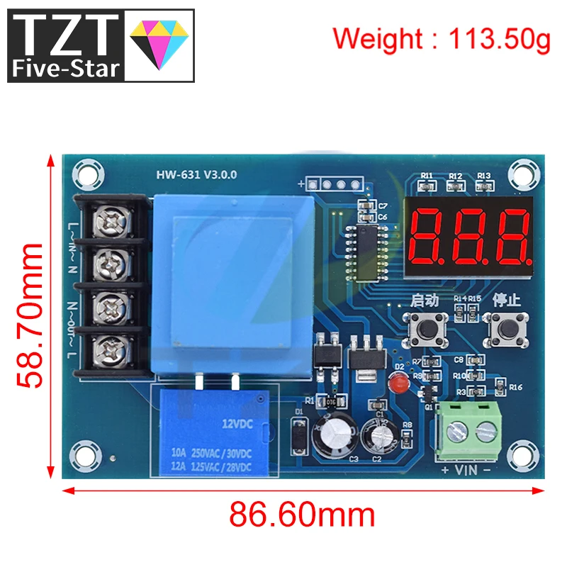 Imagem -02 - Controle Digital Bateria Módulo de Controle de Carregamento ac 220v Carregador de Bateria de Armazenamento de Lítio Interruptor de Controle Proteção Board Xh-m602