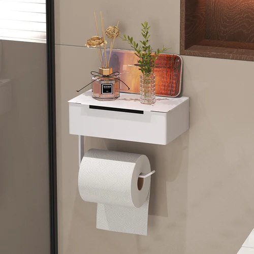 Portarrollos de papel, caja de pañuelos húmedos, estante de almacenamiento no perforado, caja de pañuelos, soporte para pañuelos