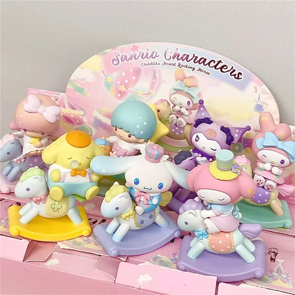 MINISO Sanrio Blind Box Kindliches Herz Schaukelpferd Blind Box Cinnamoroll Pochacco Kuromi Kawaii Puppe Anime Figuren