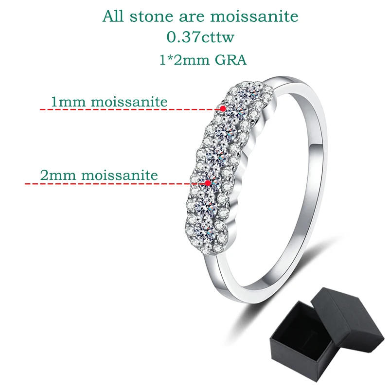 Smyoue GRA 2mm Full Moissanite Ring for Women Lab Created Diamond S925 Sterling Silver Plated 18k Wedding Jewelry Wholesale