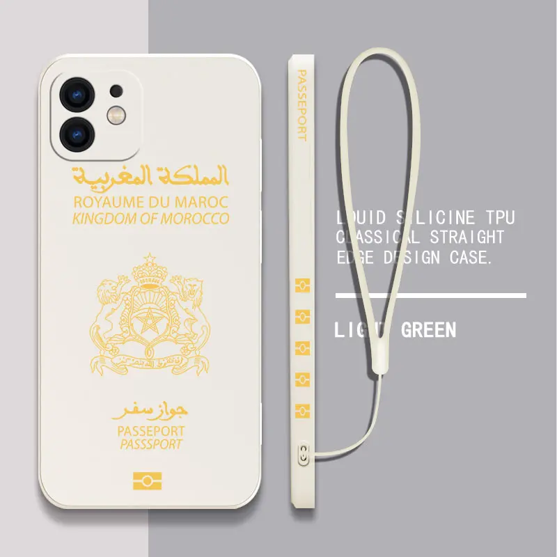 Morocco Passport Phone Case For iPhone 15 14 13 12 11 Pro Max Mini X XR XSMAX SE 8 7 6S Plus Soft Liquid Silicone Cover