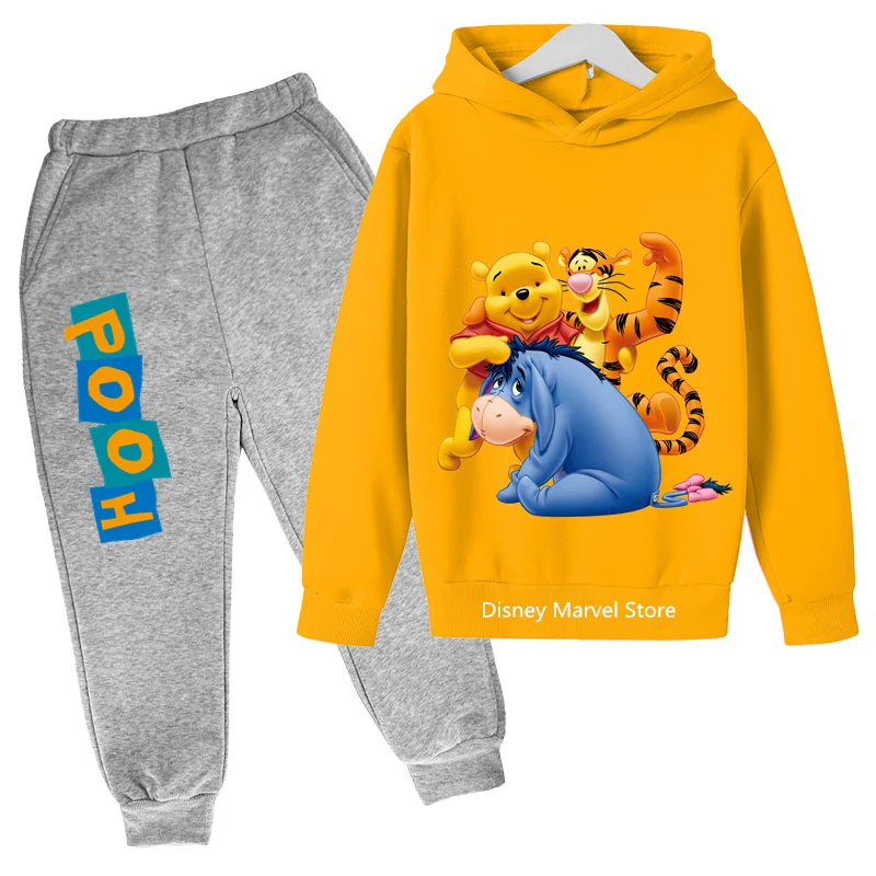 

2024 New Winnie The Pooh Spring And Autumn Cartoon Printed Hoodie Set Outdoor Boys And Girls And Students Leisure Sports Fashion