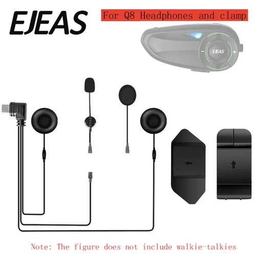 Imagen 1 del producto Clip de montaje Original EJEAS, Base de cinta de doble cara, interfaz tipo C, auriculares para intercomunicador de casco de motocicleta Q8