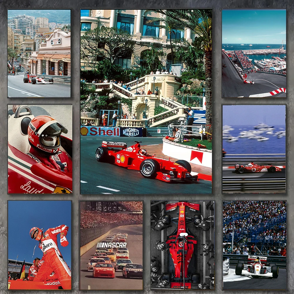 Винтажный-f1-Монако-современная-мода-гоночный-спортивный-автомобиль-фотоплакат-и-печатная-картина-на-холсте-настенные-художественные-фотографии-домашний-декор-подарок
