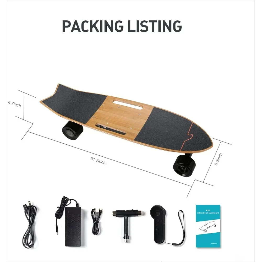 Electric Skateboard, with Remote Control Skateboard,700W Hub-Motor,16.7 MPH Top Speed,8.2 Miles Range,3 Speeds Adjustment