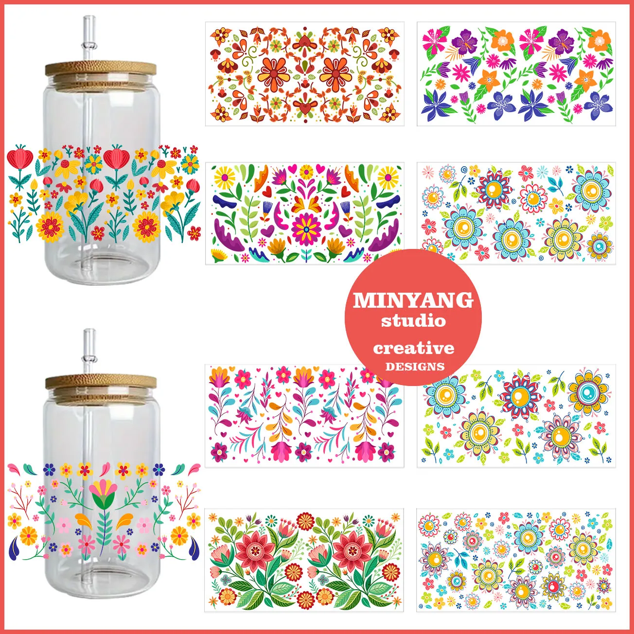 Daisy wild flower peel waterproof DIY Decals 3D transfers uvdtf crystal stickers 16oz uv dtf cup wraps for Libbey Glasses