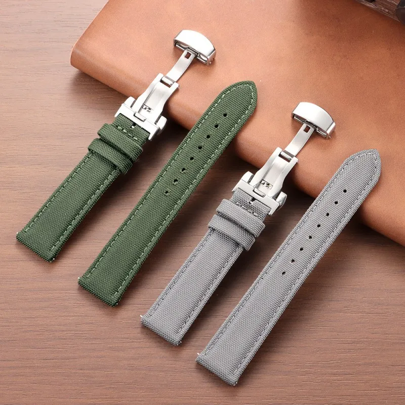Quick-release breathable nylon watchband compatible with Seiko woven double-sided nylon canvas watchband