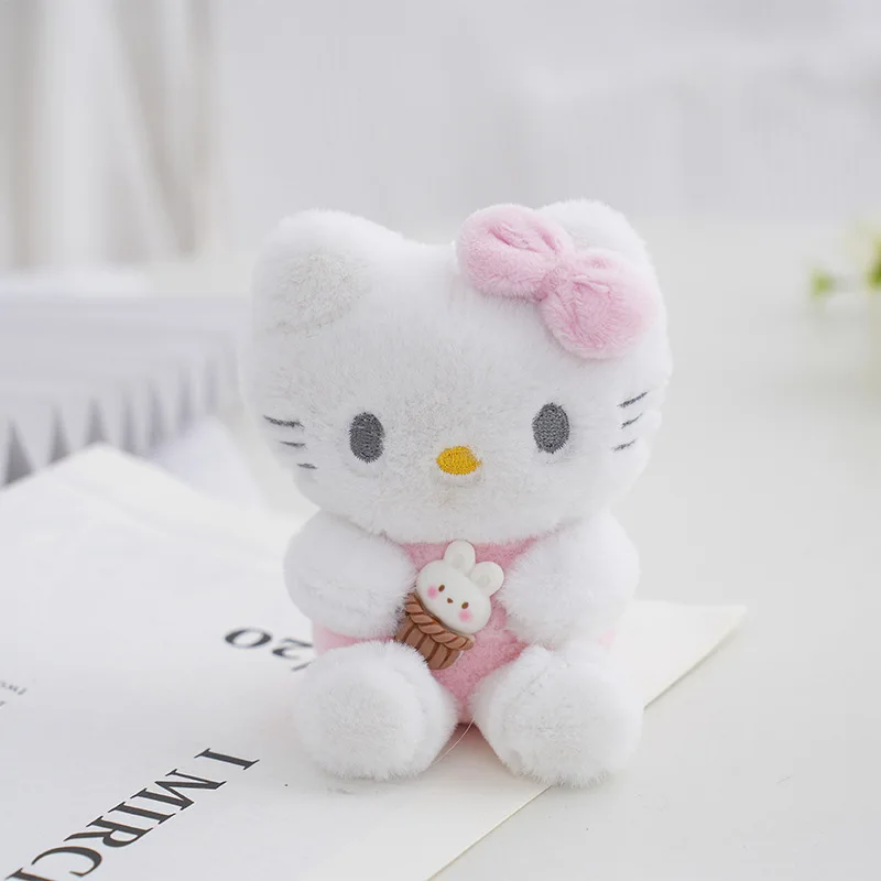 Kawaii Keychain Cute Hello Kitty 12Cm Sanrio Multiple Colors Plushies Doll Keyring School Bag Pendant Accessorie Girl Toy Gift