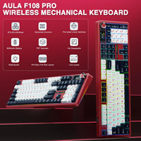 AULA F108 PRO Wireless Mechanical Keyboard with Screen&Knob,Hot Swappable Gaming Keyboard with 8000mAh Battery PBT Keycaps