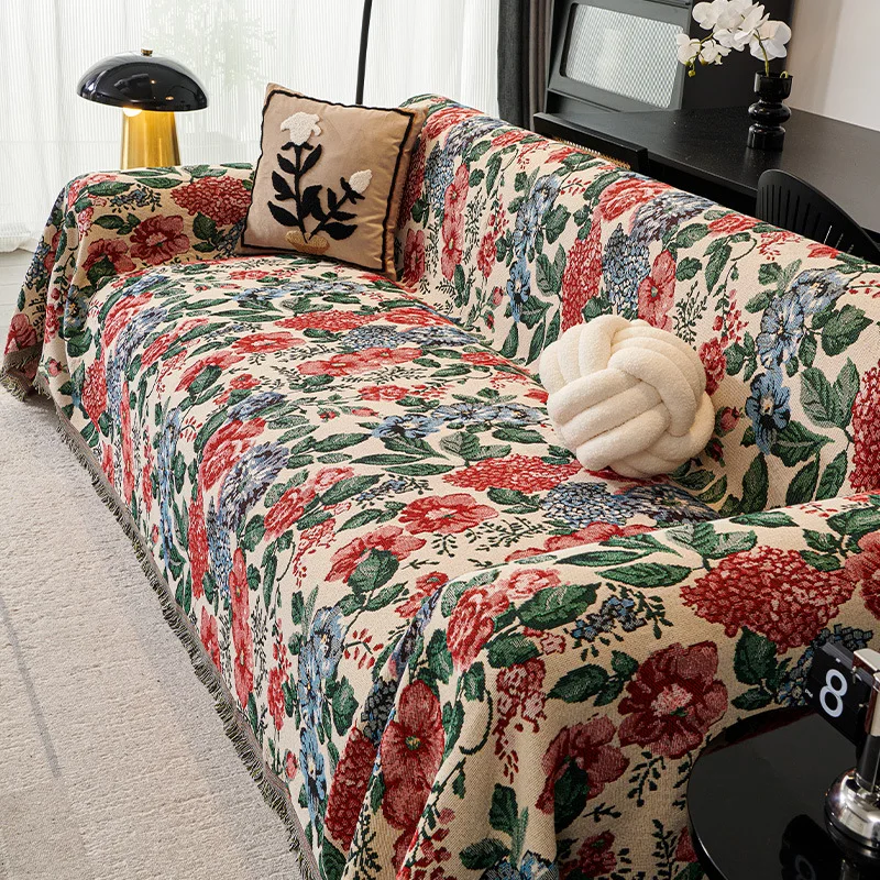 

Чехол для дивана с цветочным принтом, защита от кошек, двусторонний чехол для L-образного 2/3/4-местного дивана, многоцветная защита для гостиной