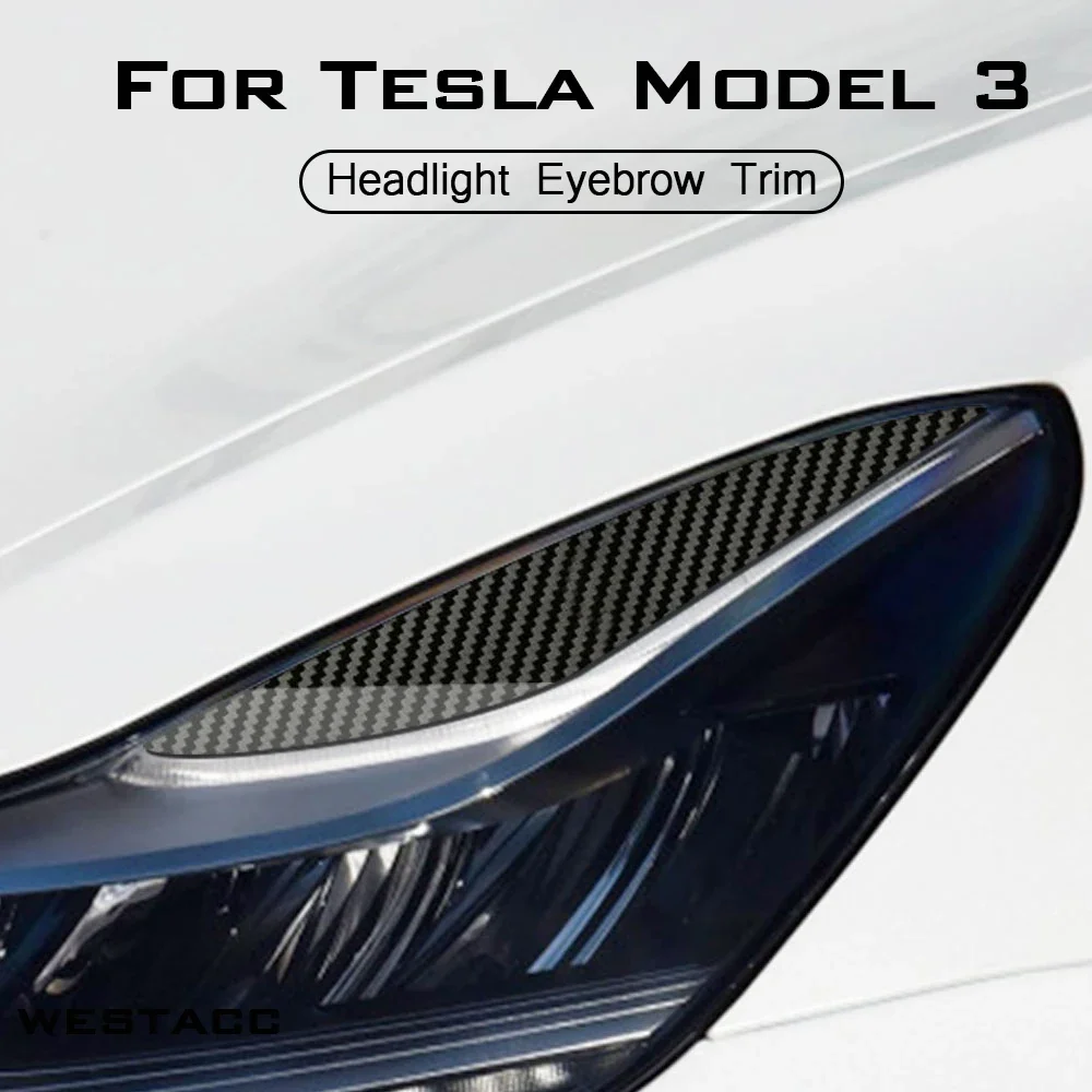 2 szt. reflektor samochodowy przednia lampa naklejka na brwi dekoracja powieki tapicerka dla Tesla Model 3 2016 - 2021 akcesoria do stylizacji