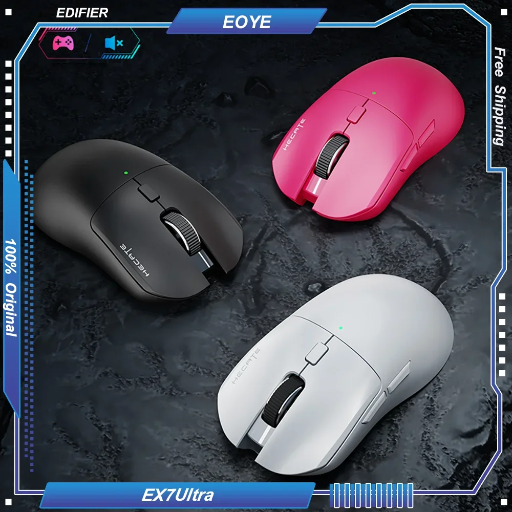 EDIFIER EX7Ultra Gaming Silent Mouse PAW3395 Double Micro Switch Wireless Bluetooth 2.4G Tri-mode  Computer Laptop Office