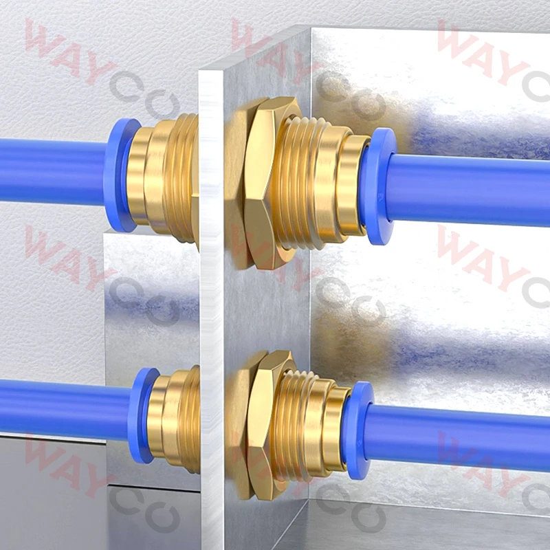 5PCS Pneumatic Fittings Connectors Brass Straight Bulkhead Quick Release Push In Connection For Air Hose Tube 4mm 6mm 8mm 10mm