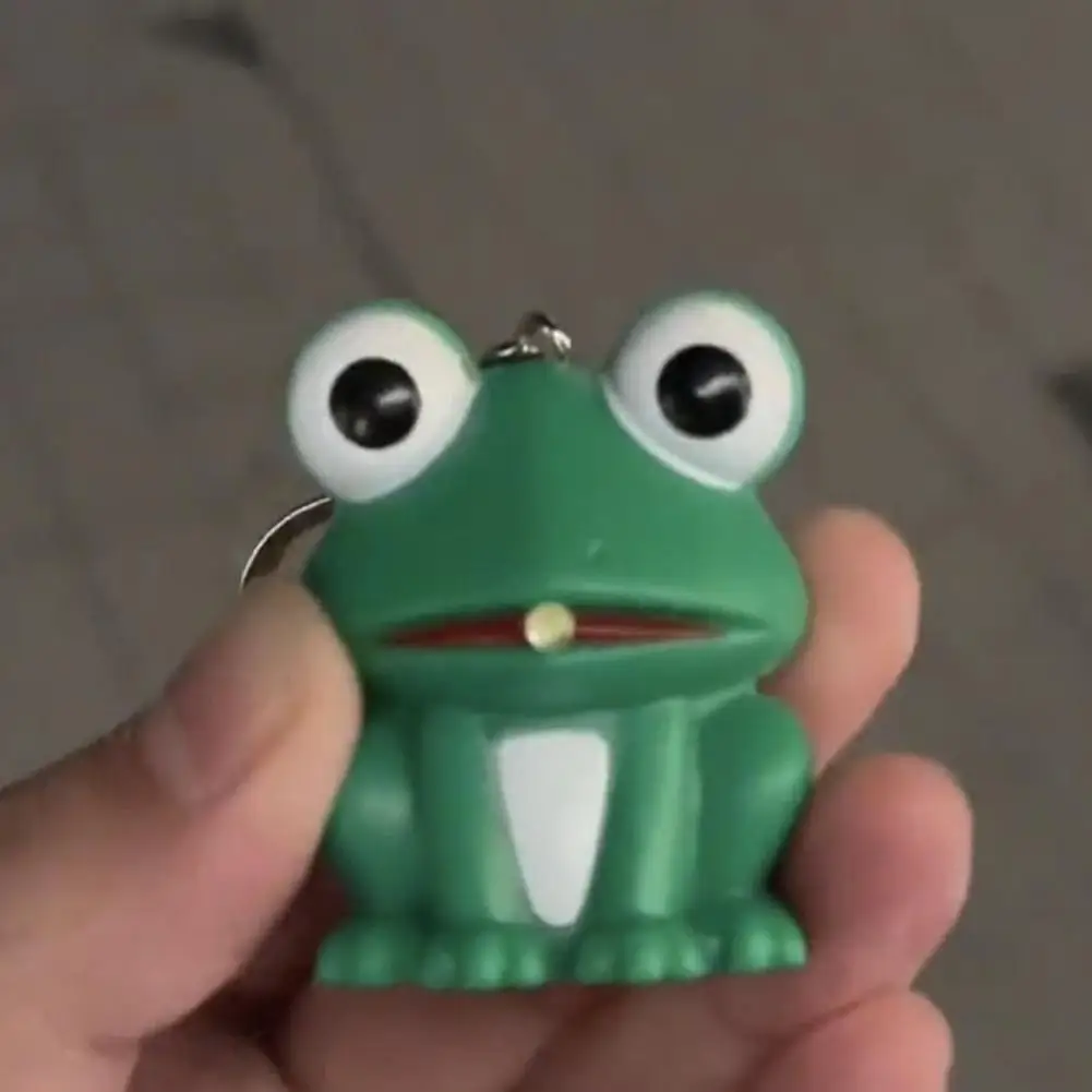 Luminous Toy  Durable Lovely No Deformation  Cartoon Frog Key Ring Gift