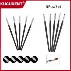5pcs/Set Dental Resin Brush Pens Dentistry Shaping Silicone For Adhesive Porcelain Teeth Composite Cement Dentist Nail DIY Tool