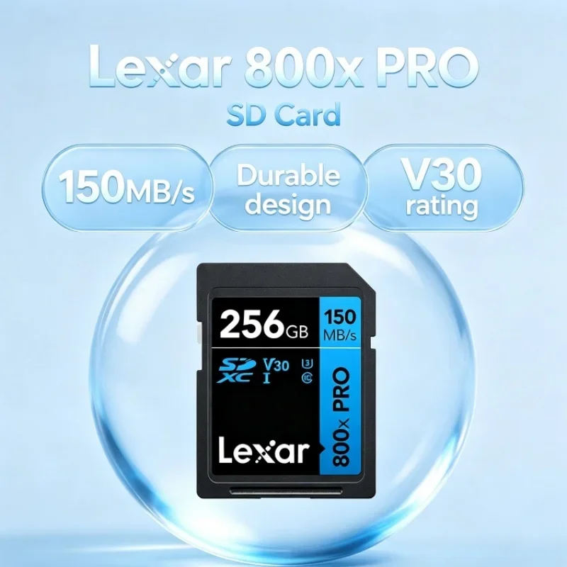 Lexar 800x Pro SD Card 150MB/s Read SDXC UHS-I V30 U3 Class 10 4K 32GB 64GB 128GB 256GB Flash Memory for Drone